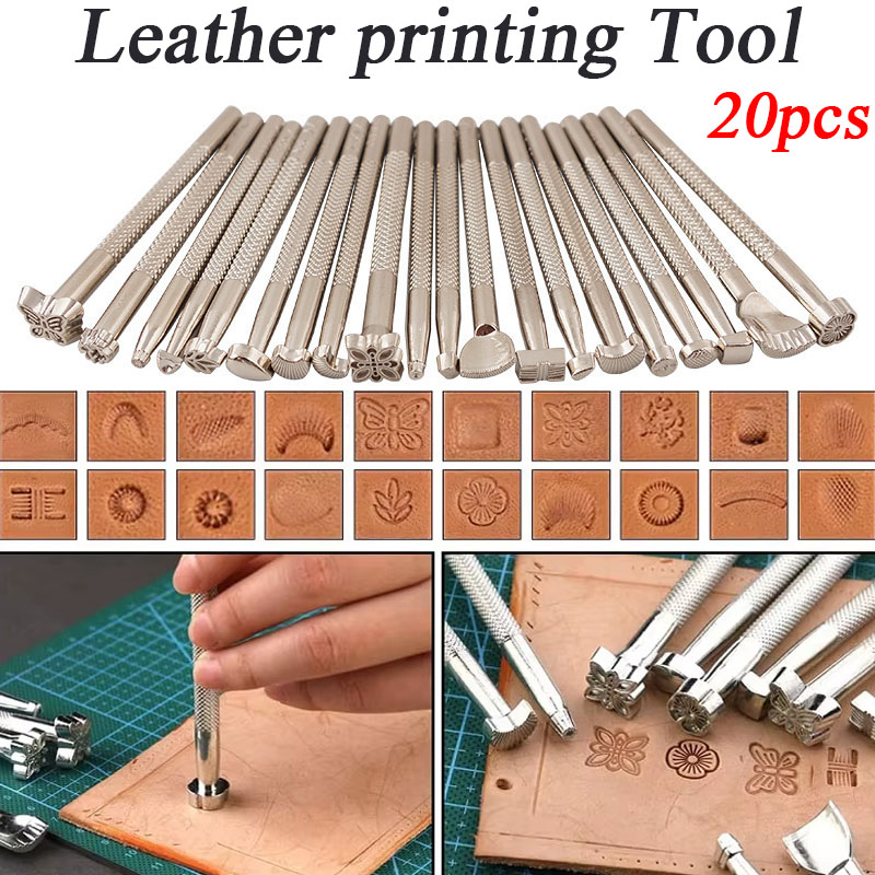 Leatherwork Kit - 20pcs Leather Seal Carving Tools Stamp