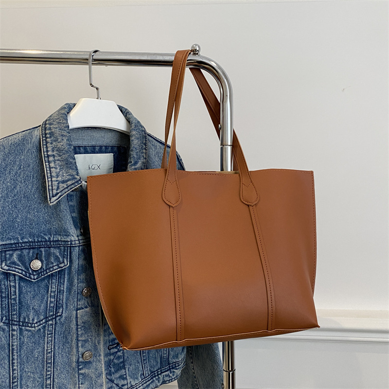 Leather Work Handbags For Women - Classic Large Capacity Leather Women Tote