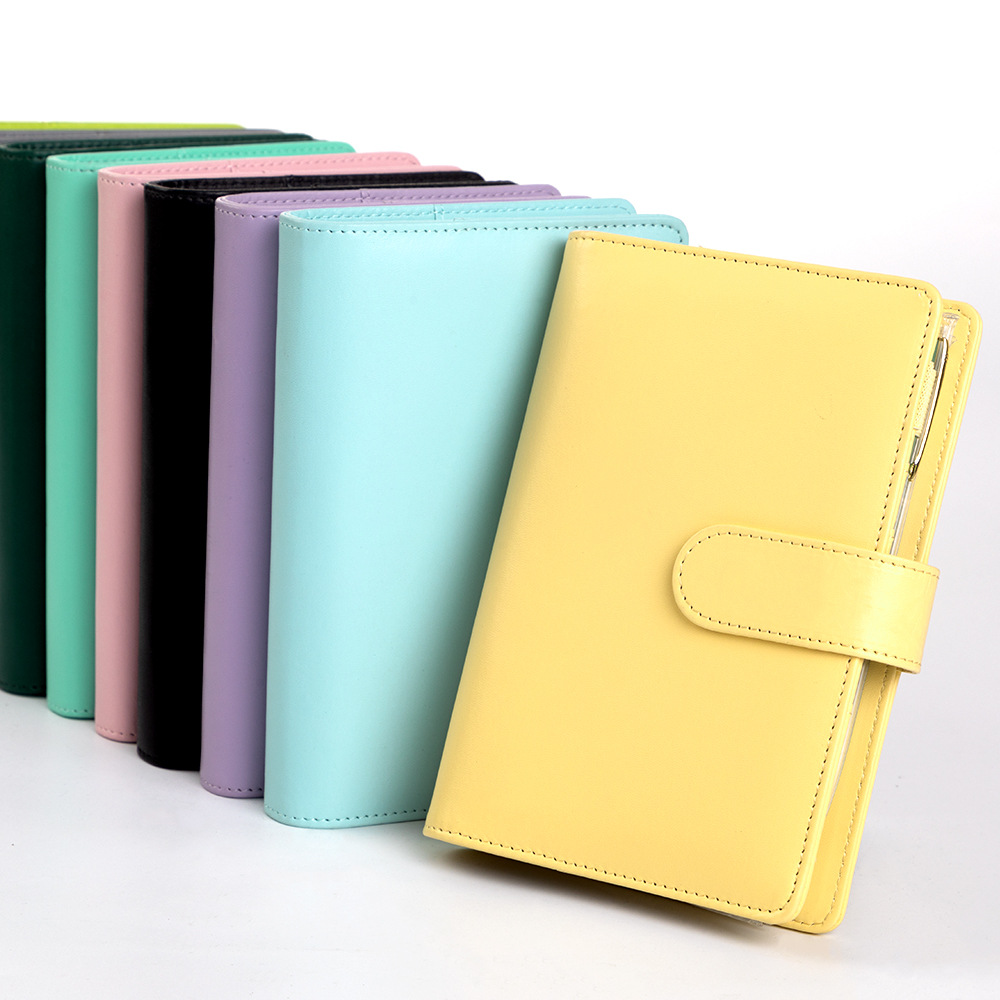 Leather Work Notepad - A6 Macaron PU Leather Binder Notebook