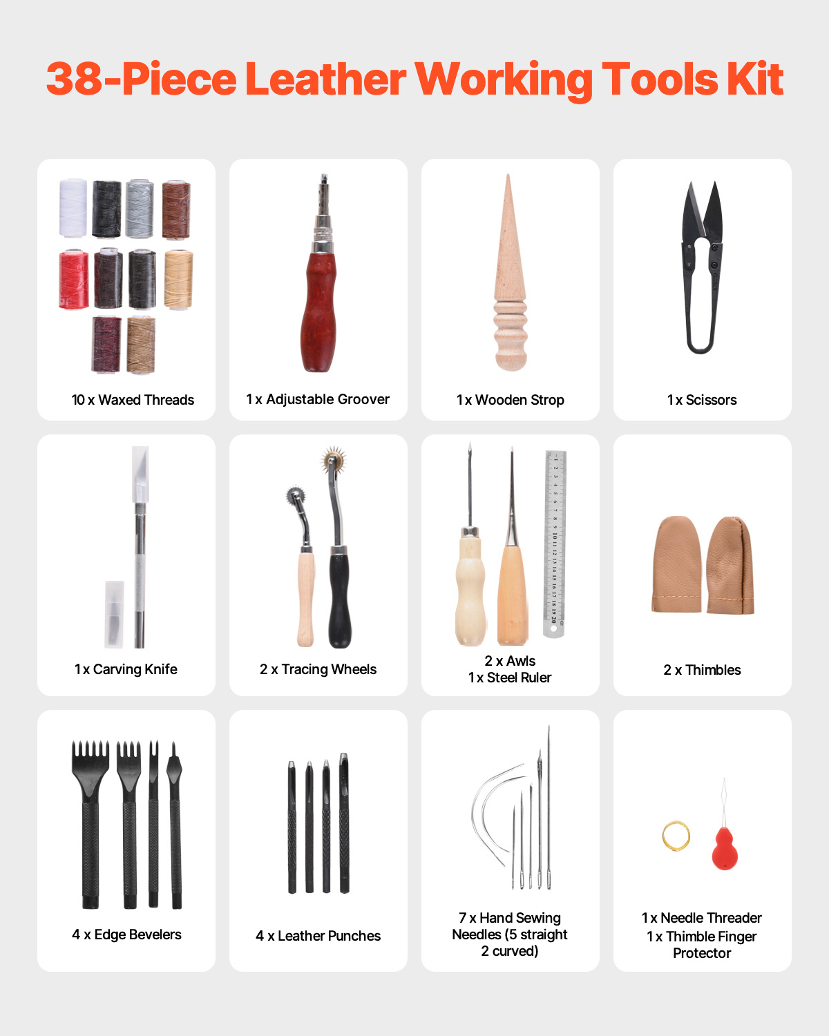 SucceBuy 38/59/61/72/92PCs Lea - Leatherwork Kit 评论和价格