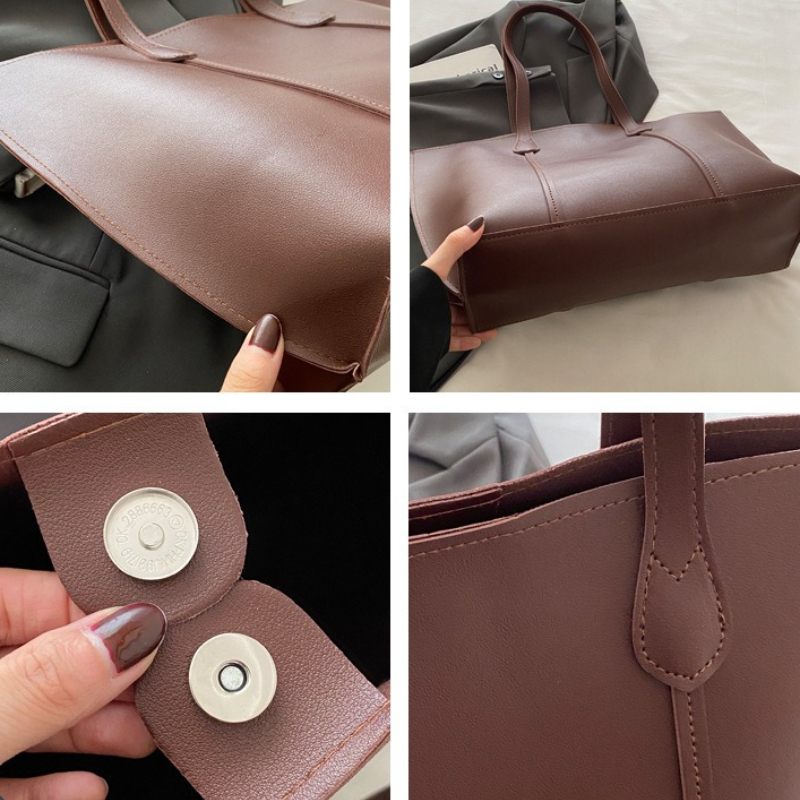 Classic Large Capacity Leather - Leather Work Handbags For Women 评论和价格