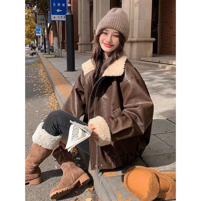 Women Coats Faux Leather Jacke - Leather Work Jacket Women'S 评论和价格