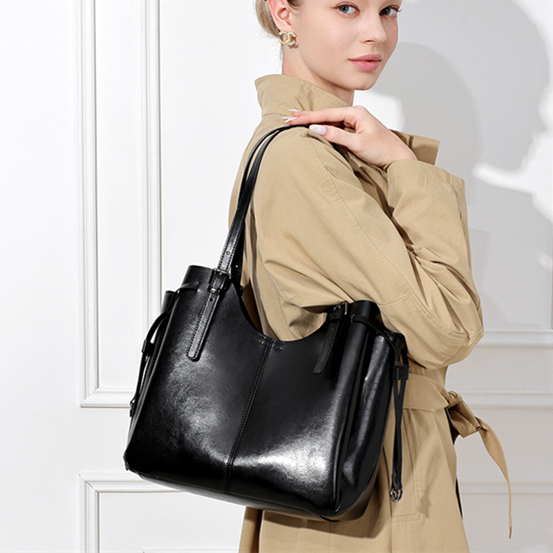 HIFASHION Vintage Oil Wax Genu - Leather Work Handbags For Women 评论和价格