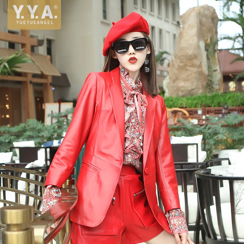 Autumn Elegant Women Soft Shee - Leather Work Jacket Women'S 评论和价格