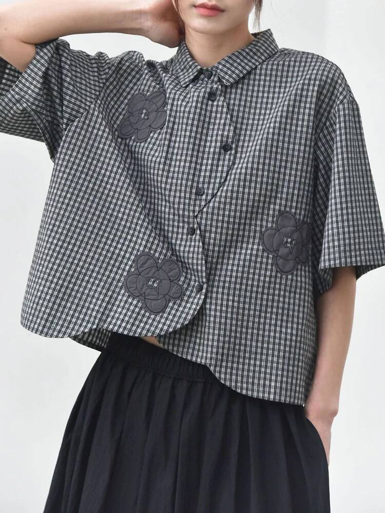 Green Plaid Women Flower Patch - Leatherwork Flowers 评论和价格