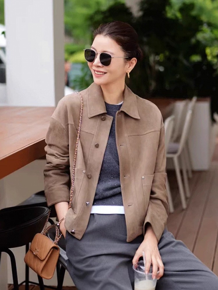 High Quality Women Slim Fit Si - Leather Work Jacket Women'S 评论和价格