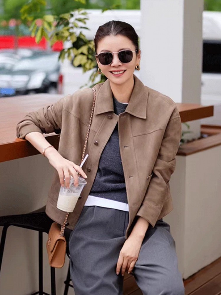 High Quality Women Slim Fit Si - Leather Work Jacket Women'S 评论和价格