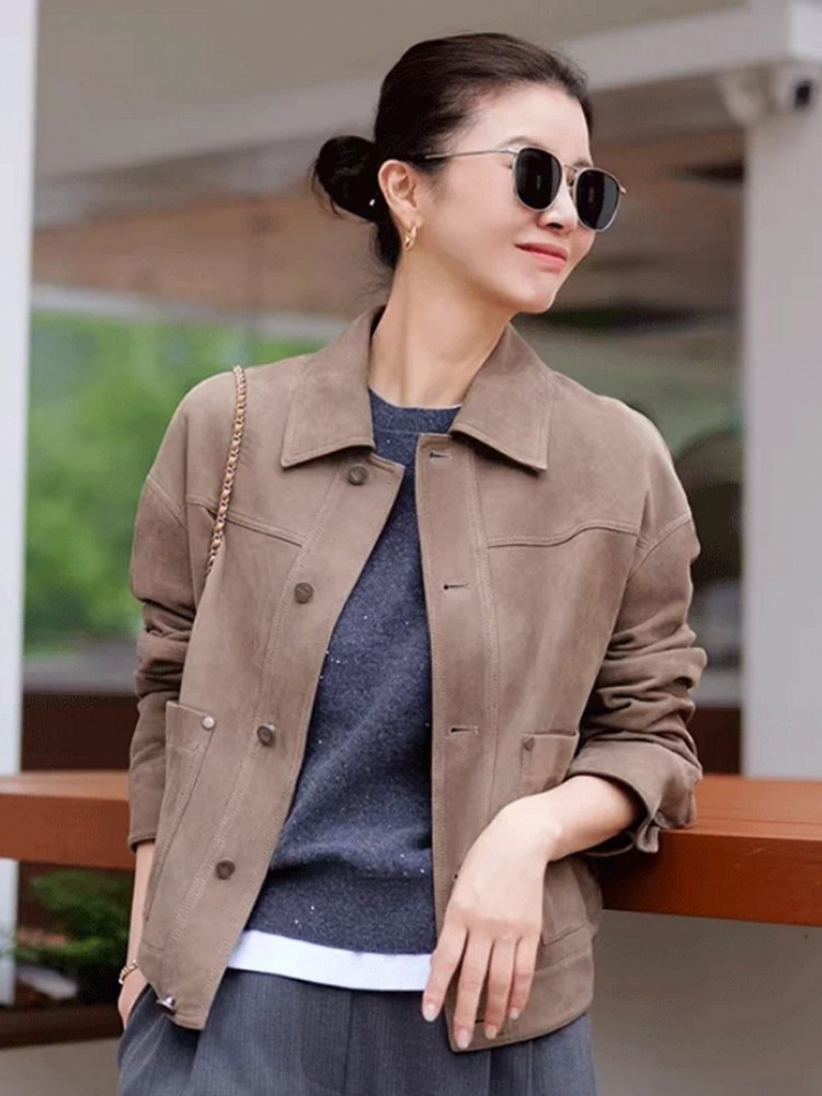 High Quality Women Slim Fit Si - Leather Work Jacket Women'S 评论和价格