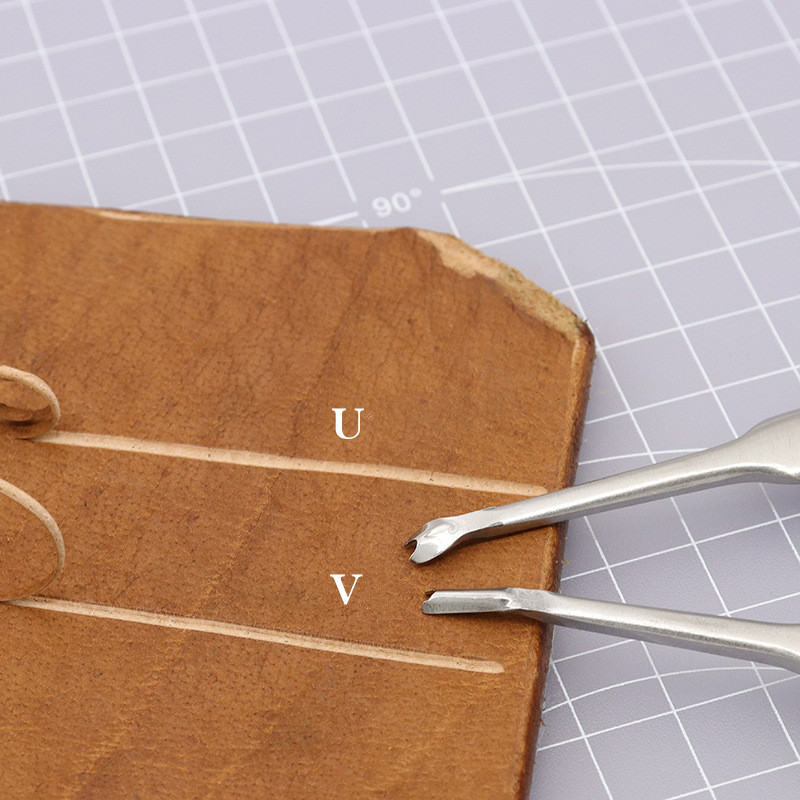 2Pcs Leathercraft Tool Kit U+V - Groover Stitching Tool 评论和价格