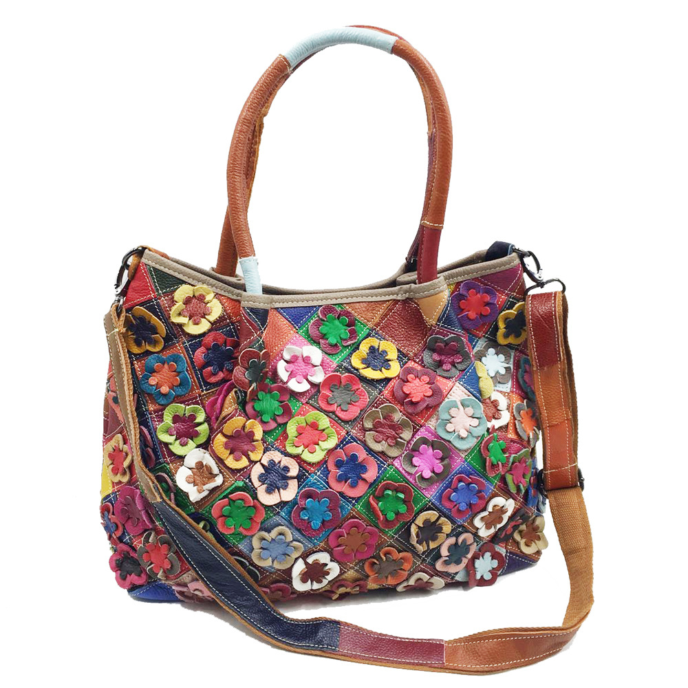 Oversized Female Genuine Leath - Leatherwork Flowers 评论和价格