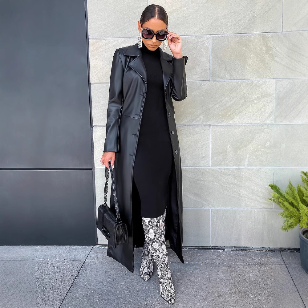 Women Coats Long Faux Leather  - Leather Work Jacket Women'S 评论和价格