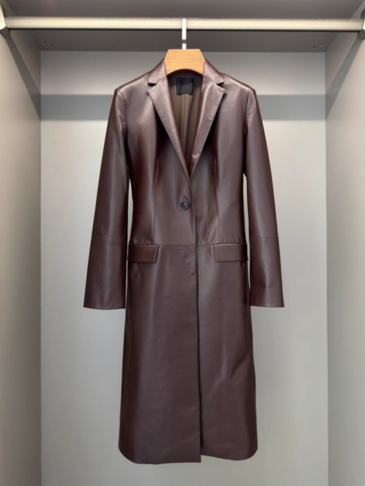 Italian Designer Women Long Sh - Leather Work Jacket Women'S 评论和价格