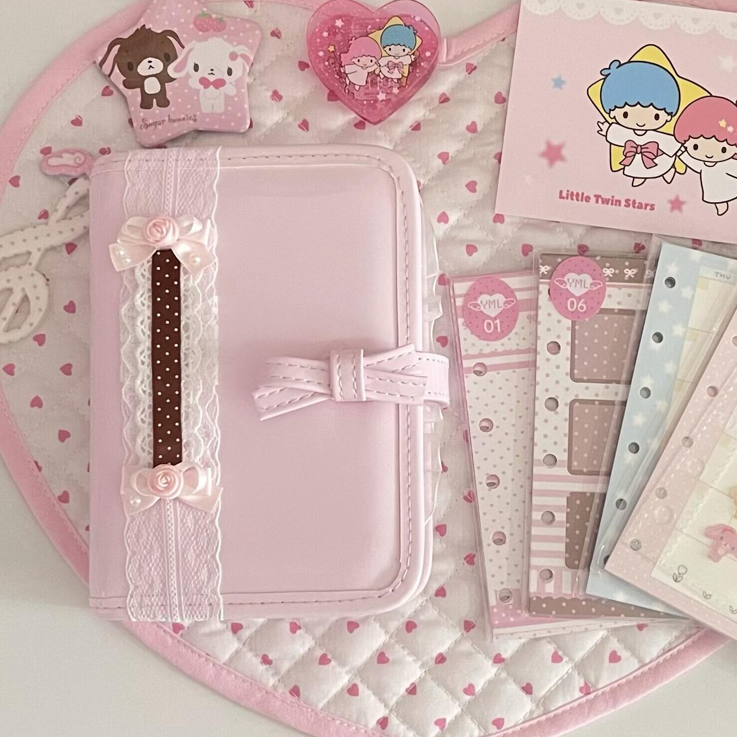 Pink Bowknot A7 Leather Binder - Leather Work Notepad 评论和价格