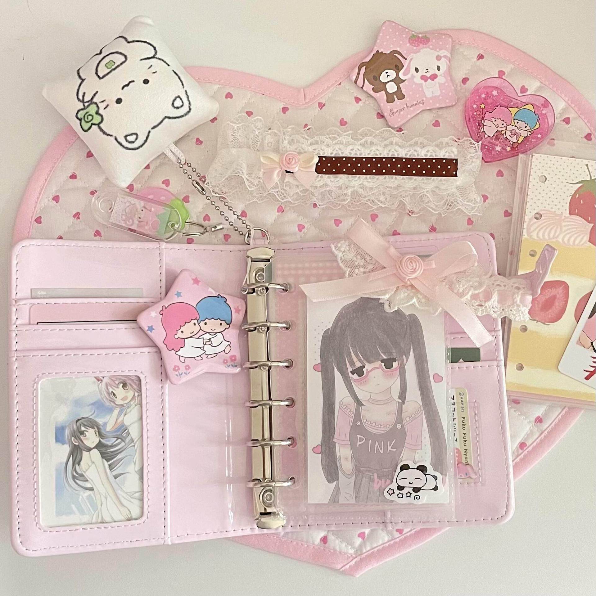 Pink Bowknot A7 Leather Binder - Leather Work Notepad 评论和价格