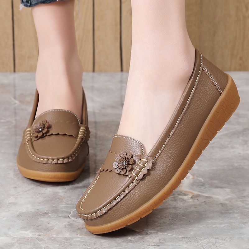 Women's Moccasins Solid Color  - Leatherwork Flowers 评论和价格