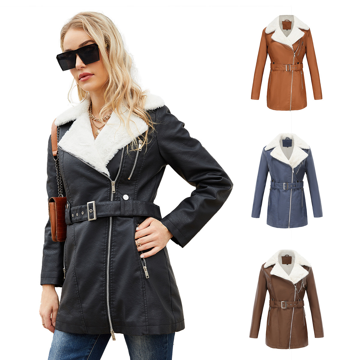 Faux PU Leather Coat Jacket 20 - Leather Work Jacket Women'S 评论和价格