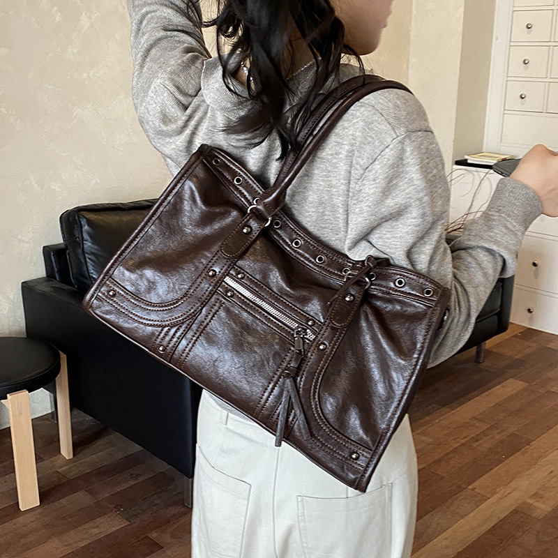 Motorcycle Handbag Retro Women - Leather Work Handbags For Women 评论和价格