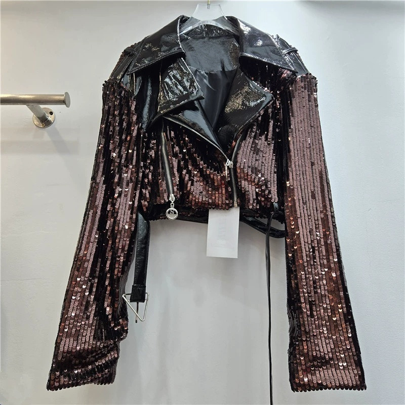 Heavy Work Sequins Short Jacke - Leather Work Jacket Women'S 评论和价格