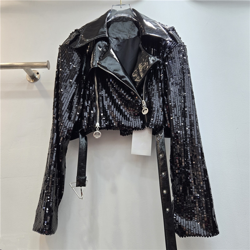 Heavy Work Sequins Short Jacke - Leather Work Jacket Women'S 评论和价格