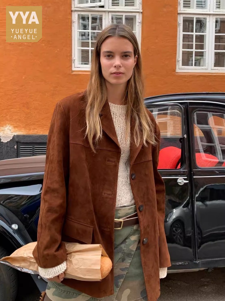 Vintage Autumn Women Real Shee - Leather Work Jacket Women'S 评论和价格