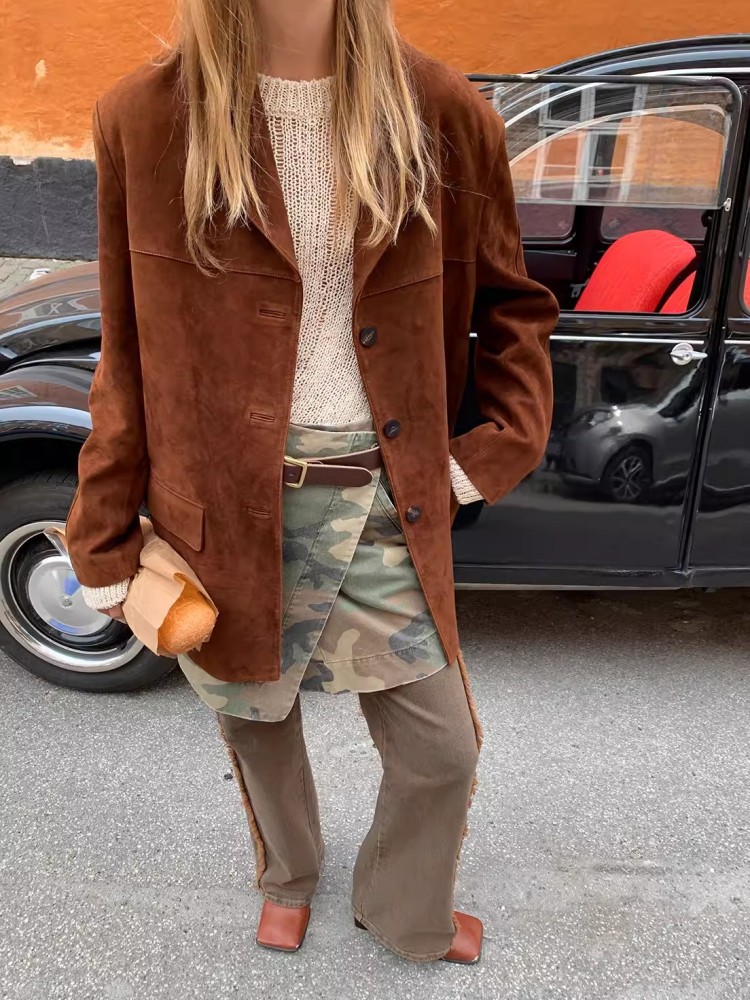 Vintage Autumn Women Real Shee - Leather Work Jacket Women'S 评论和价格